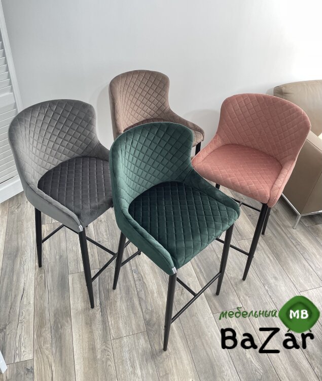 Полубарный стул ARTEMIS BLUVEL-78 GREEN (H=65cm), велюр