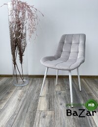 Стул ХОФМАН, цвет светло-серый #H09, велюр / белый каркас Стул ХОФМАН, цвет светло-серый #H09, велюр / белый каркас