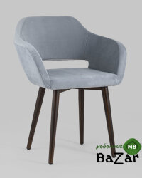 Стул с подлокотниками Саймон велюр серый