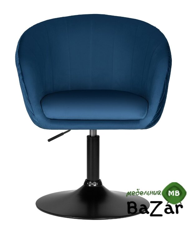Кресло дизайнерское EDISON BLACK (синий велюр (1922-20))
