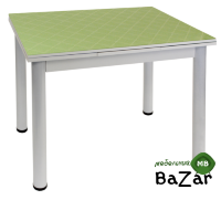 Обеденный раздвижной стол 2.2 mini фуджи светло-зеленый перламутр/д.50 белый муар