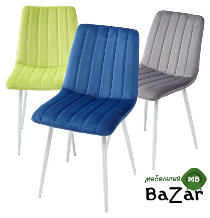 Стул DUBLIN G108-56 пудровый синий, велюр / белый каркас