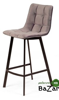 Полубарный стул CHILLI-QB SQUARE бежевый #5, велюр / черный каркас (H=66cm)