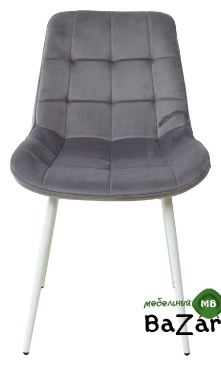 Стул ХОФМАН, цвет темно-серый #H15, велюр / белый каркас Стул ХОФМАН, цвет темно-серый #H15, велюр / белый каркас