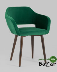 Стул с подлокотниками Саймон велюр темно-зеленый