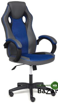 Кресло RACER GT new кож/зам/ткань, металлик/синий