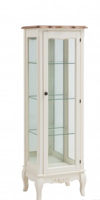 MK-5050-AWB. 1-а дверная стеклянная витрина "Florence" (45x37x139 см), 1D GLASS CABINET,  цвет: Молочный+Итал.орех