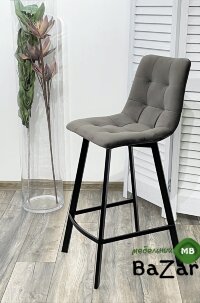 Полубарный стул CHILLI-QB SQUARE графит #14, велюр / черный каркас (H=66cm) 