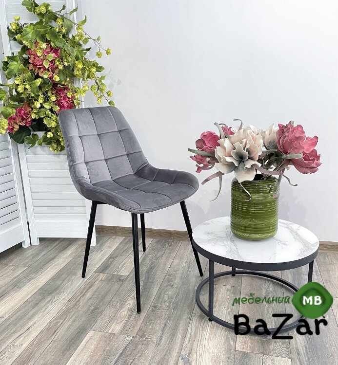 Стул ХОФМАН, цвет темно-серый #H15, велюр / черный каркас Стул ХОФМАН, цвет темно-серый #H15, велюр / черный каркас