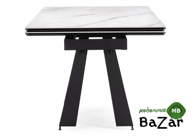 Керамический стол Марвин белый мрамор / черный