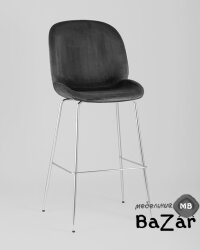 Стул барный Beetle со спинкой серый хромированные ножки