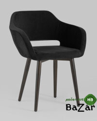 Стул с подлокотниками Саймон велюр черный