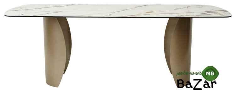 Стол BRONTE 220 KL-188 Контрастный мрамор матовый, итальянская керамика/ каркас цвета шампань