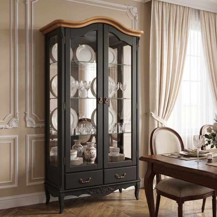 Cервант стеклянный с зеркалом W603/1BL