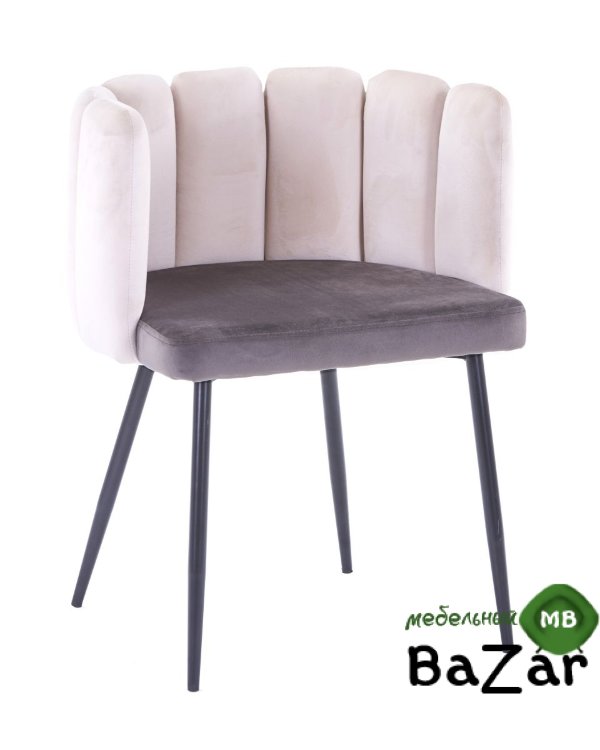 Кресло Карнавал, вельвет, бежевый/темно-серый