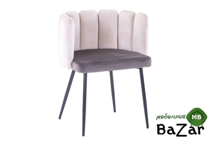 Кресло Карнавал, вельвет, бежевый/темно-серый