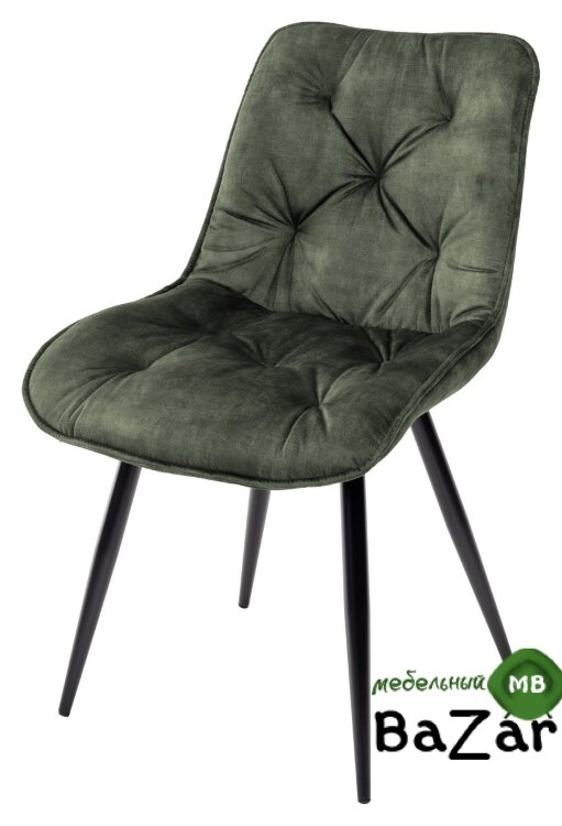 Стул MONACO 912-04  серо-зеленый, велюр/черный каркас