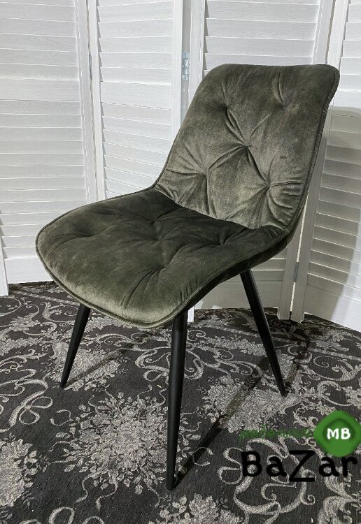 Стул MONACO 912-04  серо-зеленый, велюр/черный каркас