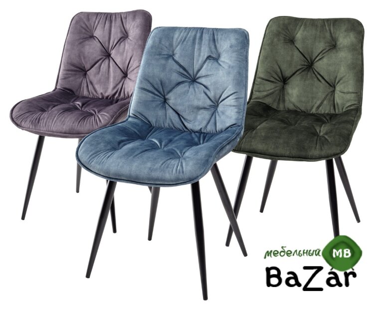 Стул MONACO 912-04  серо-зеленый, велюр/черный каркас