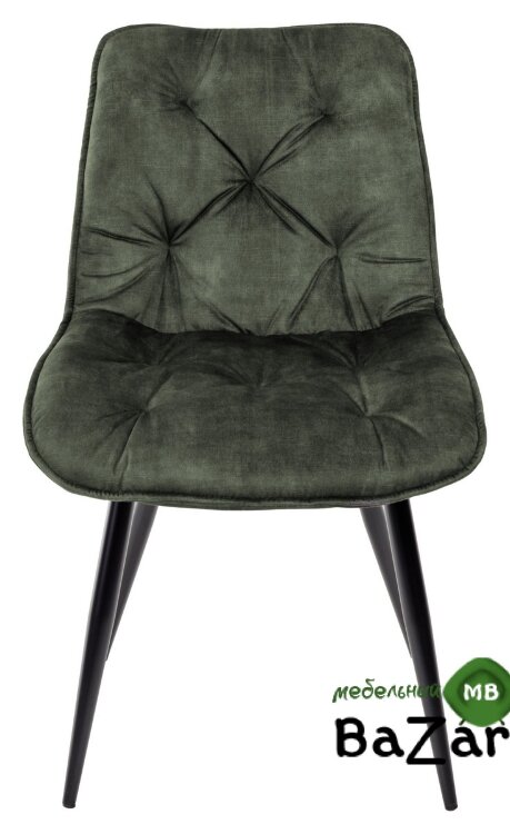 Стул MONACO 912-04  серо-зеленый, велюр/черный каркас