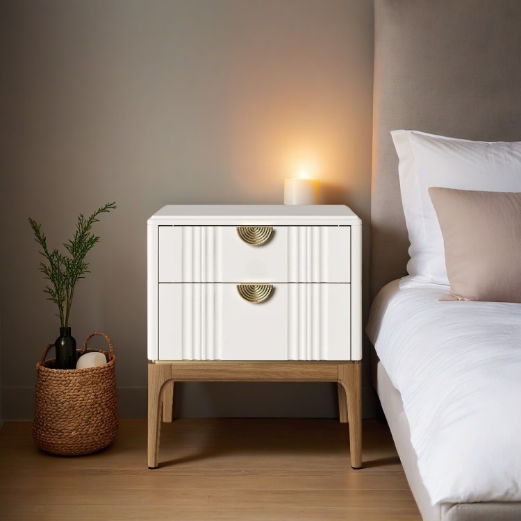 Тумба прикроватная 2 ящика BR302W White