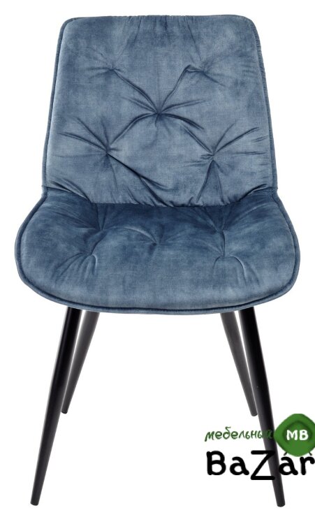 Стул MONACO 912-05 голубой, велюр/черный каркас