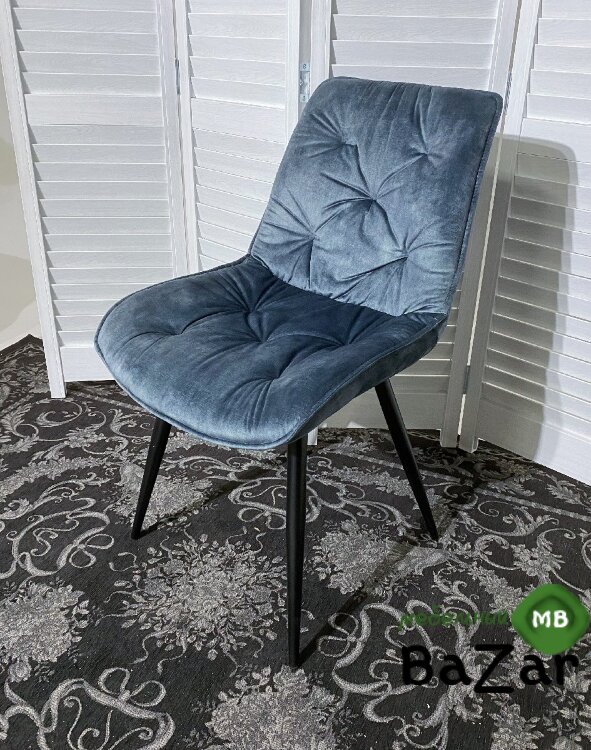 Стул MONACO 912-05 голубой, велюр/черный каркас