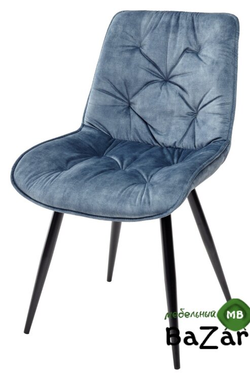 Стул MONACO 912-05 голубой, велюр/черный каркас
