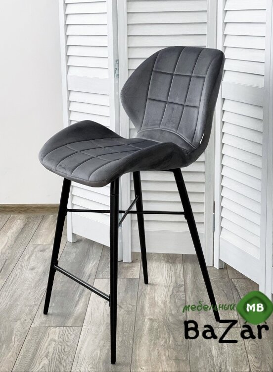 Полубарный стул MARCEL BLUVEL-14 GREY (H=65cm), велюр
