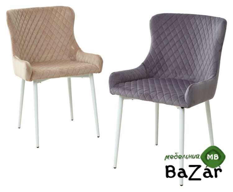 Стул САЛЬЕРИ, цвет бежевый #C03, велюр / белый каркас