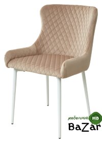 Стул САЛЬЕРИ, цвет бежевый #C03, велюр / белый каркас Стул САЛЬЕРИ, цвет бежевый #C03, велюр / белый каркас