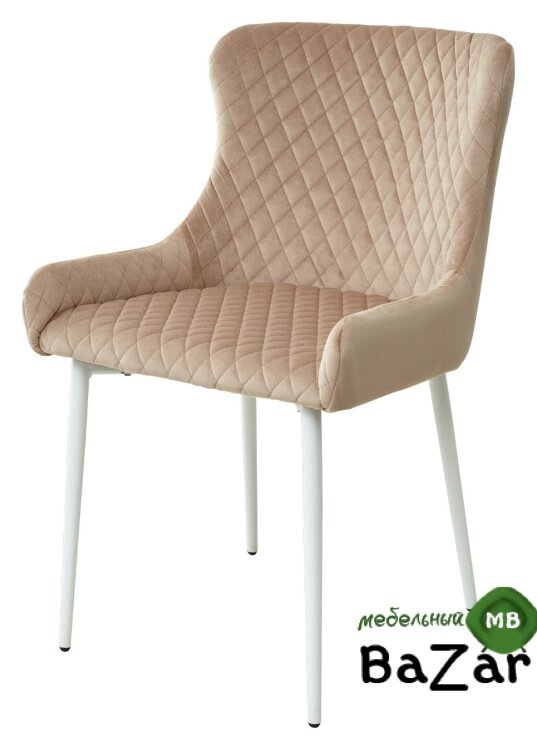 Стул САЛЬЕРИ, цвет бежевый #C03, велюр / белый каркас
