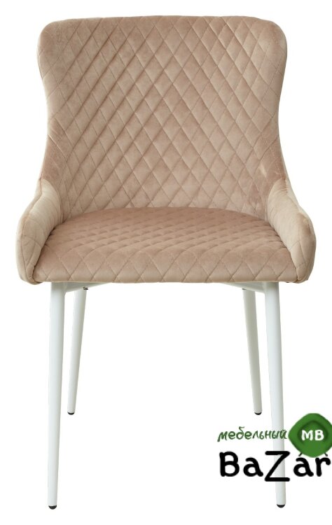 Стул САЛЬЕРИ, цвет бежевый #C03, велюр / белый каркас