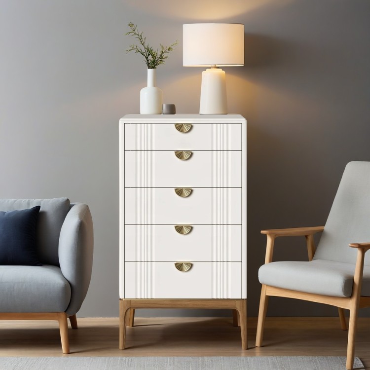 Комод высокий 5 ящиков BR315W White