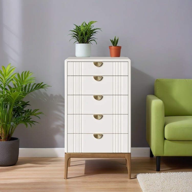 Комод высокий 5 ящиков BR315W White