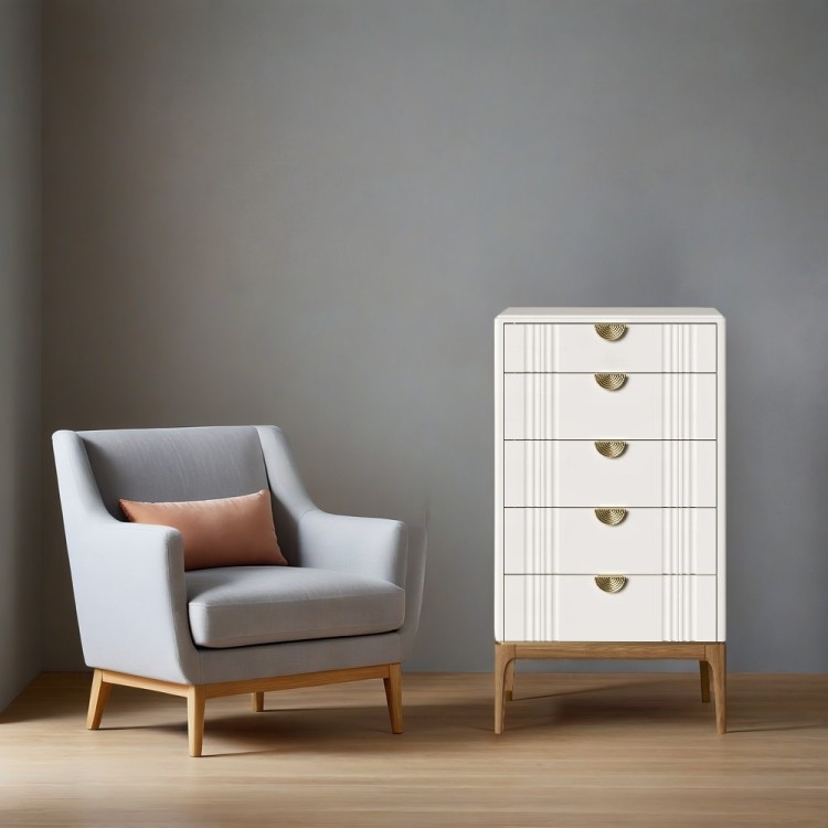 Комод высокий 5 ящиков BR315W White