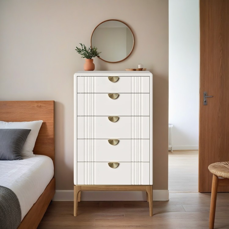 Комод высокий 5 ящиков BR315W White