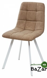 Стул CHILLI SQUARE RU-18 темно-бежевый винтаж, PU/ белый каркас Стул CHILLI SQUARE RU-18 темно-бежевый винтаж, PU/ белый каркас