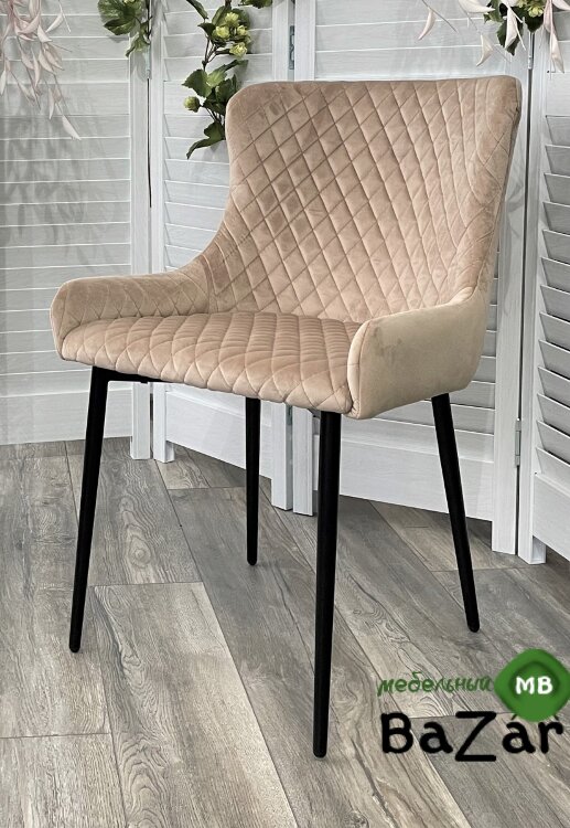 Стул САЛЬЕРИ, цвет бежевый #C03, велюр / черный каркас Стул САЛЬЕРИ, цвет бежевый #C03, велюр / черный каркас