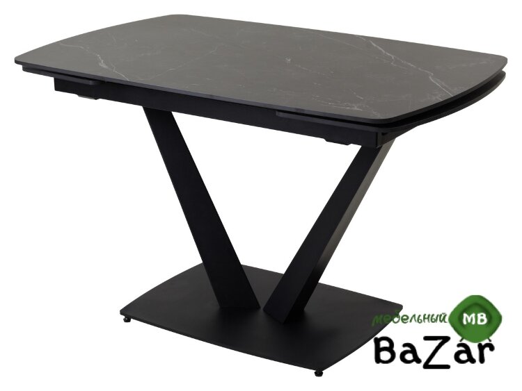 Стол ALATRI 120 MATT BLACK MARBLE SINTERED STONE / BLACK