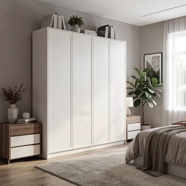 Четырехдверный платяной шкаф MRS804W Белый