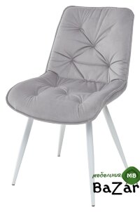 Стул MONACO UF910-02 LIGHT GREY, велюр/белый каркас Стул MONACO UF910-02 LIGHT GREY, велюр/белый каркас
