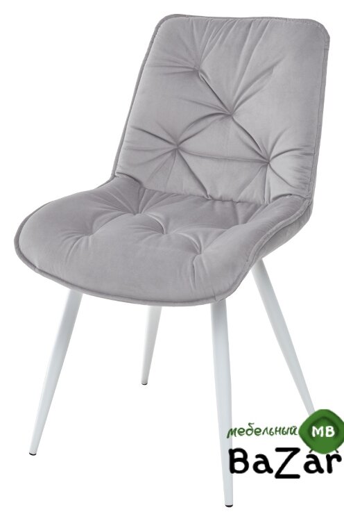 Стул MONACO UF910-02 LIGHT GREY, велюр/белый каркас