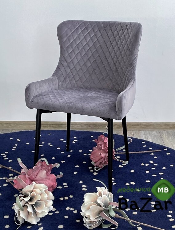 Стул САЛЬЕРИ, цвет темно-серый #C07, велюр / черный каркас