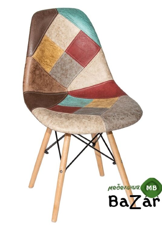 Стул Patchwork в стиле Eames коричневый экокожа