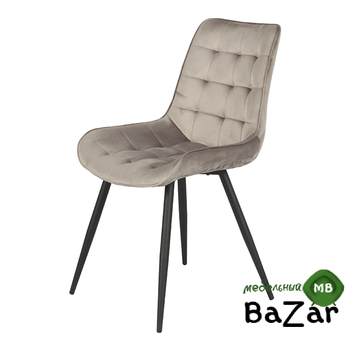 Стул DC373 черный, велюр теплый серый