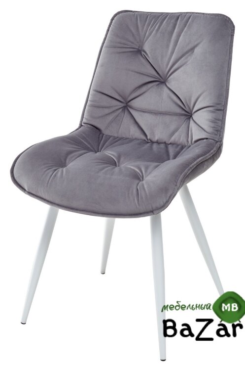 Стул MONACO UF910-05 DARK GREY, велюр/белый каркас