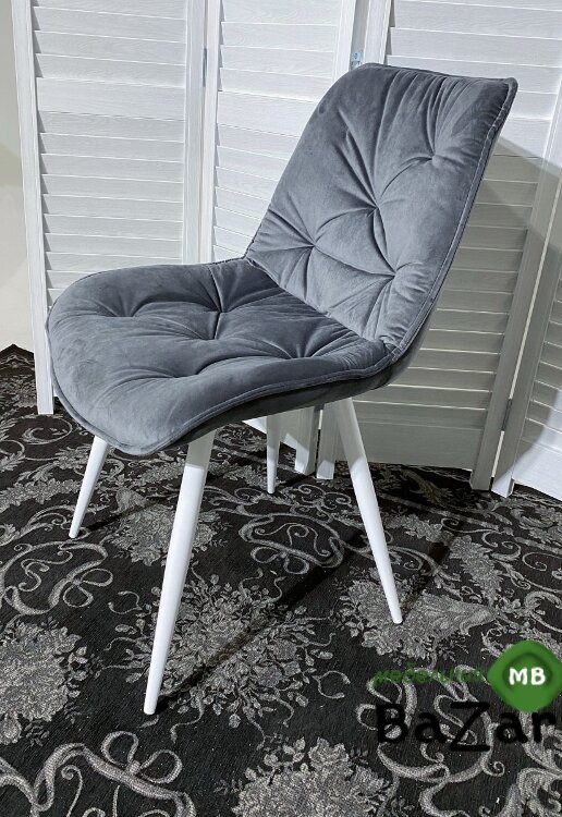 Стул MONACO UF910-05 DARK GREY, велюр/белый каркас