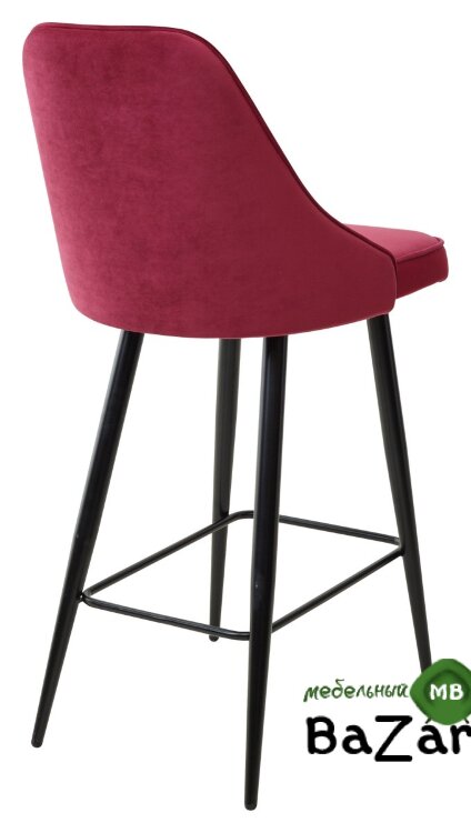Полубарный стул NEPAL-PB ВИННЫЙ #16, велюр/ черный каркас (H=68cm)