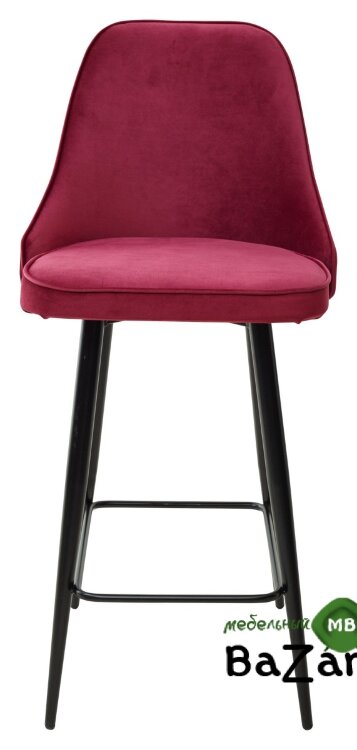 Полубарный стул NEPAL-PB ВИННЫЙ #16, велюр/ черный каркас (H=68cm)